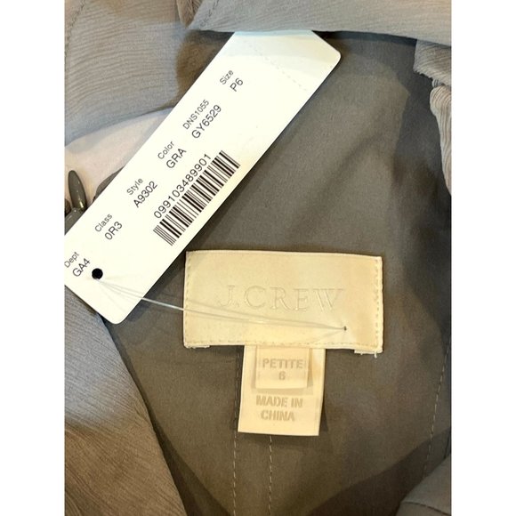 J. Crew Women 100% Silk Serena Mini Skater Dress Rufell Neck Backless Gray 6P - Picture 6 of 9